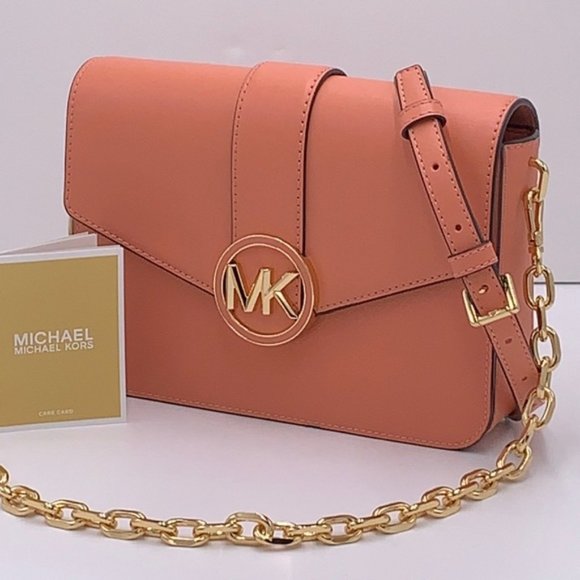 Michael Kors Carmen Medium Convertible Shoulder Bag Crossbody SHERBERT Leather - Picture 4 of 16